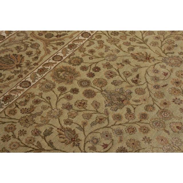 Rug & Kilim Rug & Kilim’s Tabriz Style Rug in All Over Green, Beige-Brown Floral Pattern For Sale - Image 4 of 9
