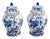 Blue and White Floral Lidded Temple Jars - a Pair For Sale