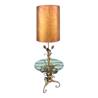 Mid 20th Century Hollywood Regency Table With Botanical Lighting For Sale