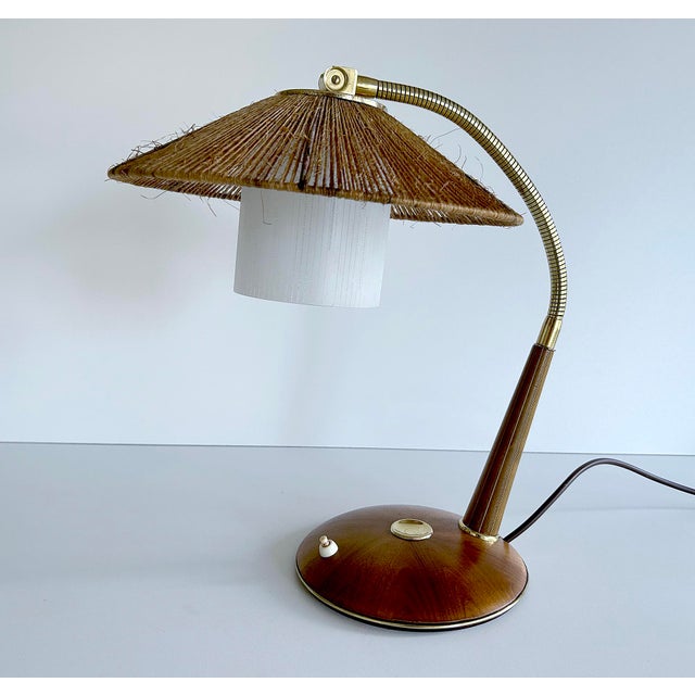 Vintage Desk Lamp in Sisal and Wood from Temde, 1960s For Sale - Image 9 of 18