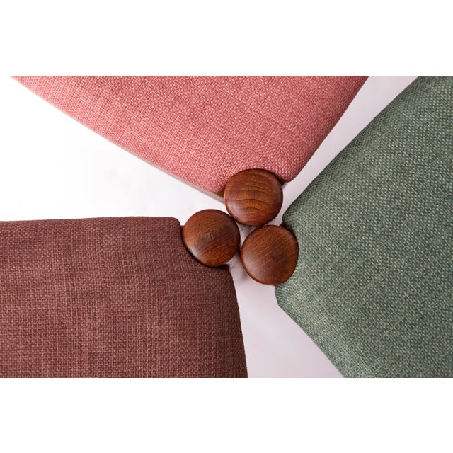 6 of 12 Carl Ekström Chairs Swedish Mid-Century Modern, Teak Dining Chairs, Newly Upholstered in Colorful Fabric, 1960s Vintage, 1970s, Set of 6 For Sale - Image 10 of 11