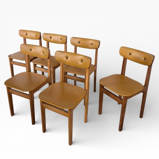 1950s Yellow Vinyl Butterfly Back Dining Chairs, 1950s, Set of 6 For Sale - Image 5 of 7