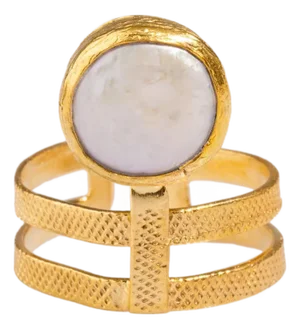 Isis Pearl & Gold Chunky Mystic Ring, Size 4