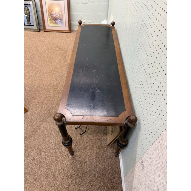 Mid-Century French wood and bronze console table has some signs of wear and tear overall okay 64in Long 18in Wide Local...