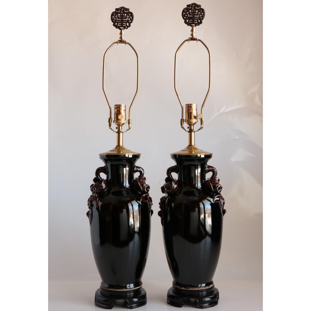 Chocolate Chinoiserie Table Lamps a Pair Chairish