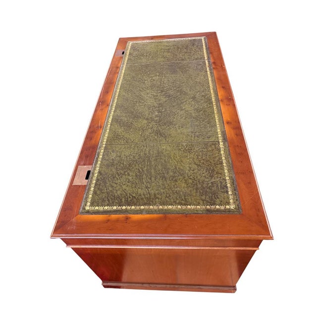 Wood Large Executive Desk in Wood and Leather For Sale - Image 7 of 8