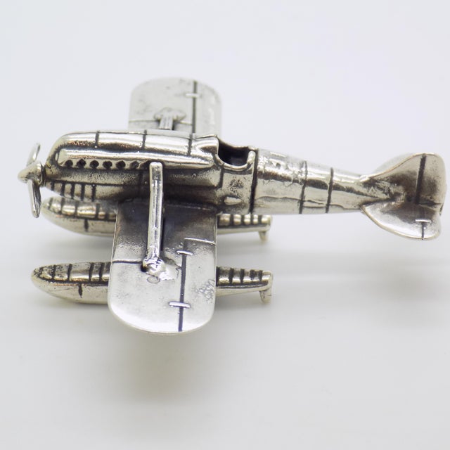 Vintage Italian Handmade Genuine Silver Seaplane Floatplane Figurine Miniature Sculpture, 1970s For Sale - Image 6 of 16