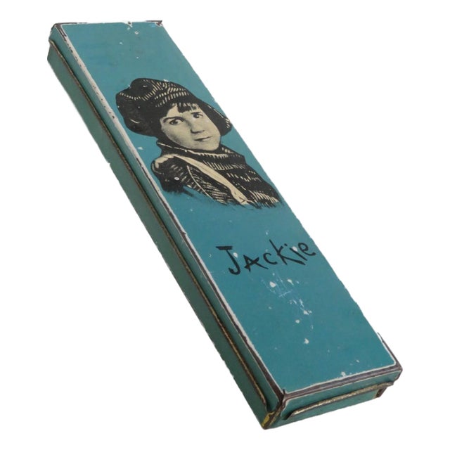 Wallace Pencil Co 1920s Tin Metal Pencil Case Jackie Coogan Lithograph Box 4903b For Sale