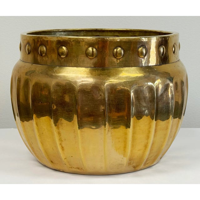 Oversized Vintage Brass Planter For Sale In Kansas City - Image 6 of 8