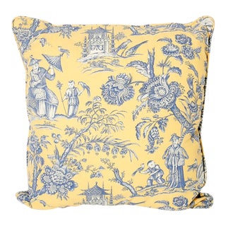 French Toile Style Linen Pillows For Sale