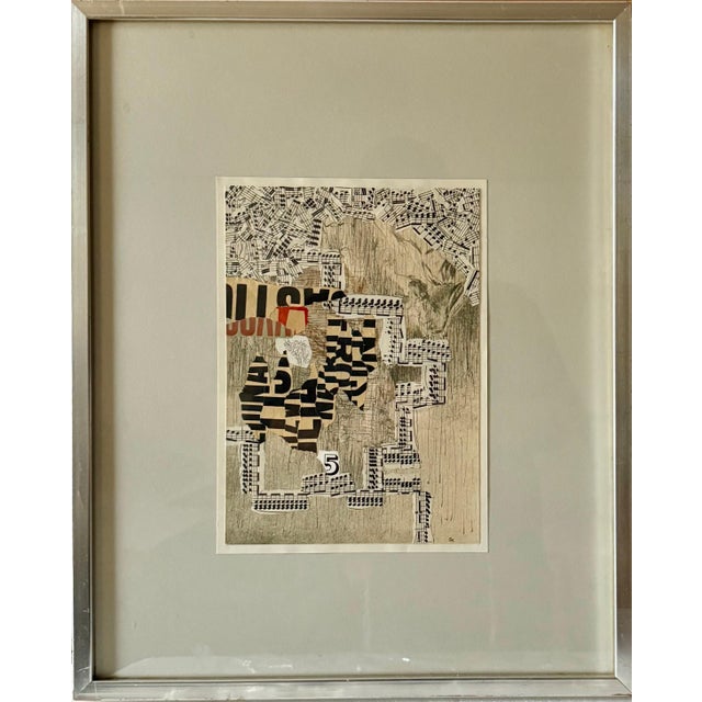 Jiri Kolar, Czech (1914-2002) "Musical Notes" Paper Collage & Ink on Paper Hand signed with Initials Lower Right....