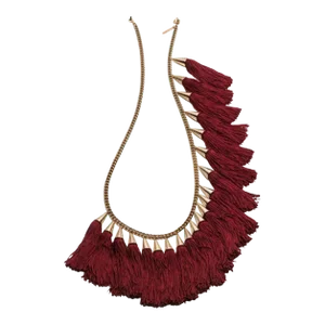 Early 21st Century Eddie Borgo Necklace Silk Tassel Spray Gold Plated Red Burgundy