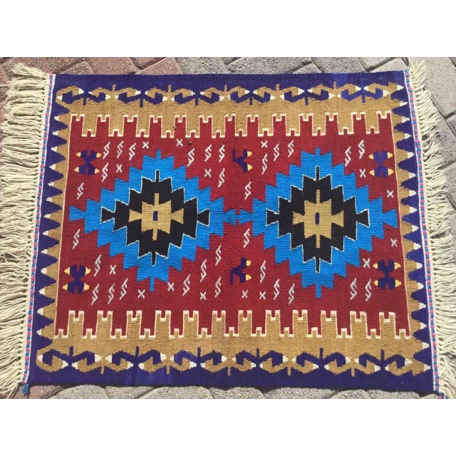 Mid-Century Modern 1960s Vintage Turkish Kilim Rug - 30" X 37" For Sale - Image 3 of 9