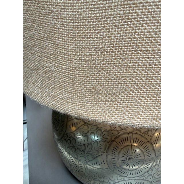 Pottery Barn Etched Nickel Table Lamp For Sale - Image 11 of 12