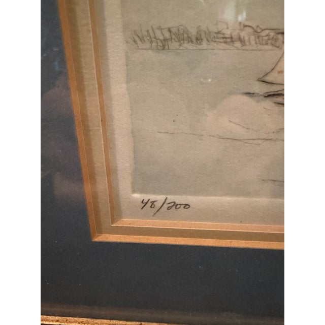 Coastal Vintage Frank Kaczynski “Regatta” Signed & Numbered Original Etching — Brentano’s Galleries New York For Sale - Image 3 of 7