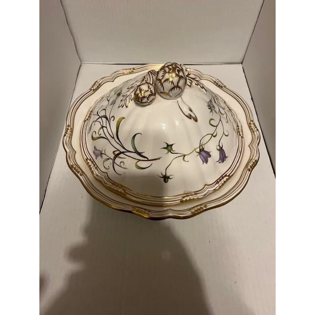 Spode Late 20th Century Spode Campanula Round Covered Vegetable & Oval Serving Platter Blue Y8283-F For Sale - Image 4 of 6