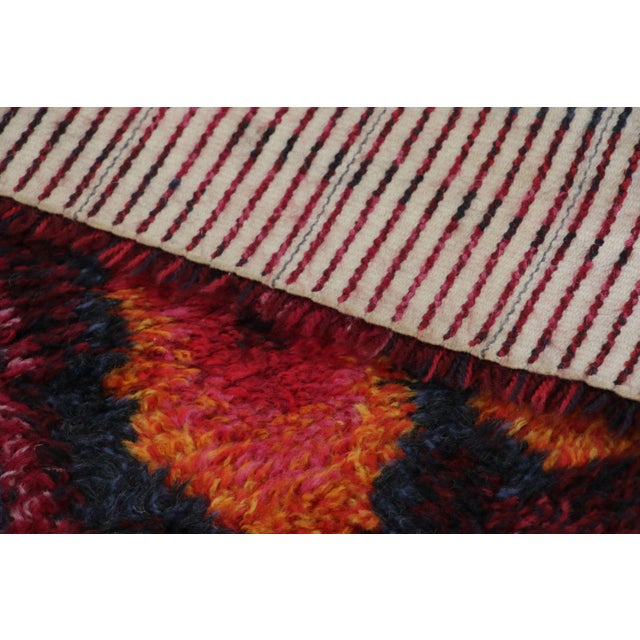 Textile Vintage Swedish Rya Rug With Red and Blue Geometric Pattern - Rug & Kilim For Sale - Image 7 of 7