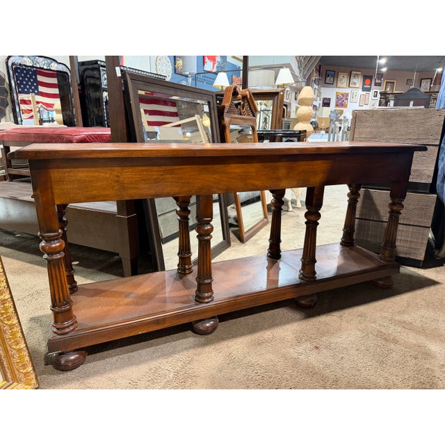Mid-Century Modern Theodore Alexander Leather Top Console Table For Sale - Image 3 of 6