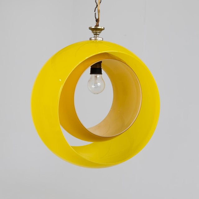 Yellow Yellow Eclisse Hanging Lamp by Nason for Mazzega For Sale - Image 8 of 9