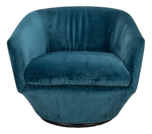 Arhaus Pelton Dark Teal Swivel Lounge Chair in Velvet
