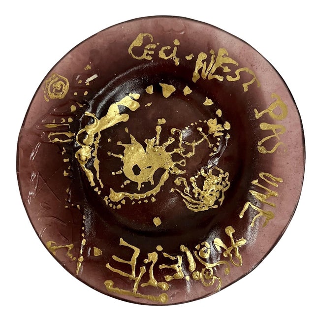 (after) Salvador Dali, Salvador Dali Daum Pate de Verre with Gold, Glass Plate Sculpture Crystal Art, c.1970 For Sale - Image 14 of 18