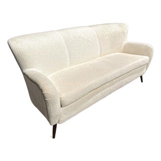 Sofa in White Boucle, Forma Brazil, 1960s For Sale