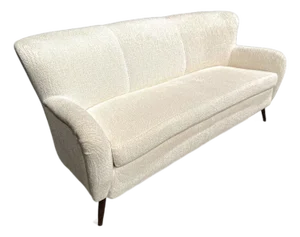Sofa in White Boucle, Forma Brazil, 1960s