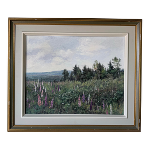1980’s Vintage D. Podymout Impressionist Landscape Oil on Board Painting – Frame