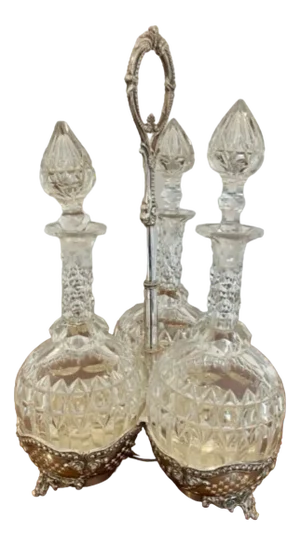 Antique Victorian Quality Cut Glass Decanters, 1860, Set of 4