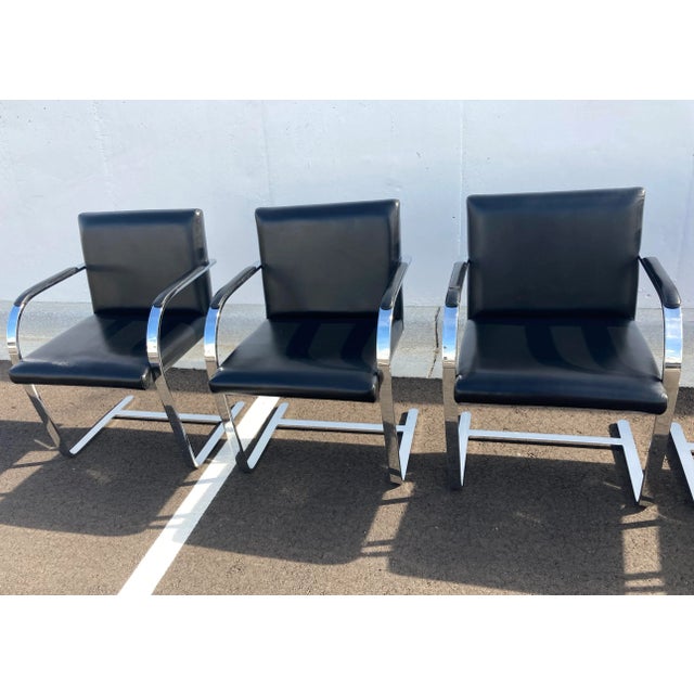 Set of 6 Flat-Bar Chrome Brno Armchairs For Sale - Image 10 of 13
