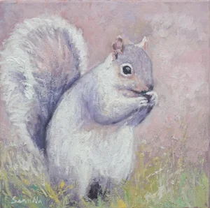 Sean Wu Original Oil Portrait of Squirrel