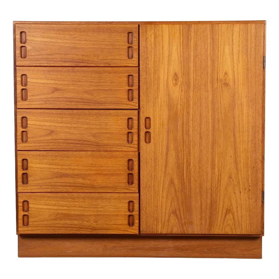 1970s Danish Teak Mid-Century Tall Dresser Gentleman’s Chest Wardrobe