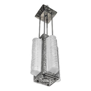 French Art Deco Chandelier, Lantern by Schneider For Sale