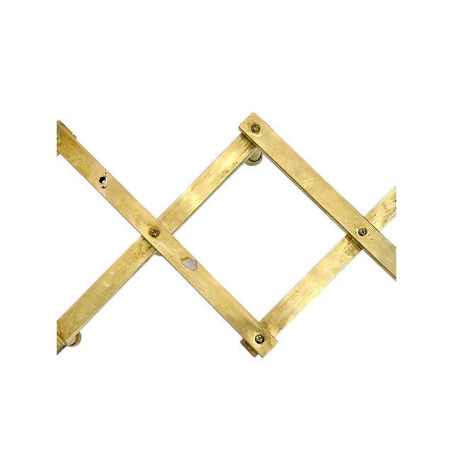 Vintage Mid Century Italian Brass “Accordion” Style Coat Hat Rack For Sale - Image 4 of 17