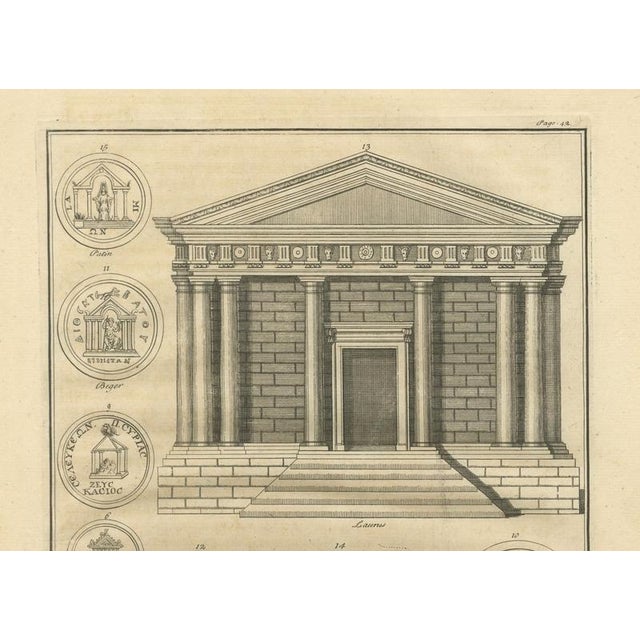 Gold After Montfaucon, Roman Temple Architecture, 1721, Engravings, Set of 3 For Sale - Image 8 of 13
