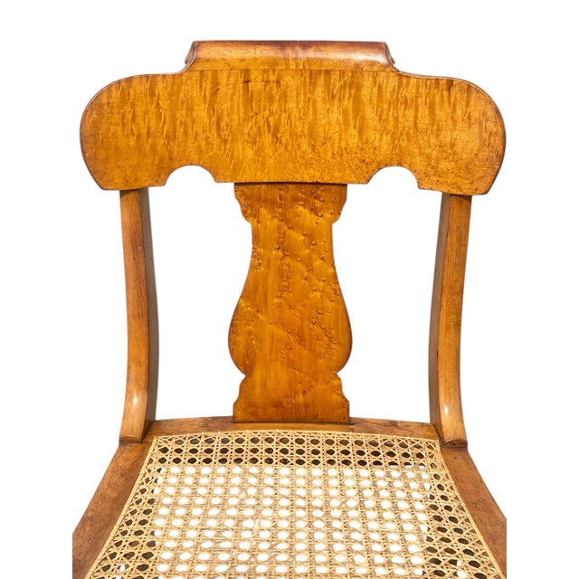 Early 20th Century Pair of Antique Tiger Maple & Birds Eye Maple Sheraton Style Chairs For Sale - Image 5 of 11