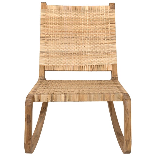 Mid-Century Modern Las Palmas Rattan Rocking Chair, Teak For Sale - Image 3 of 10