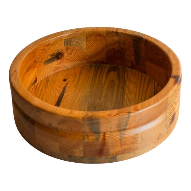 Large Mid-Century Scandinavian Handmade Wooden Bowl from Smålandsslöjd, Sweden, 1975 For Sale