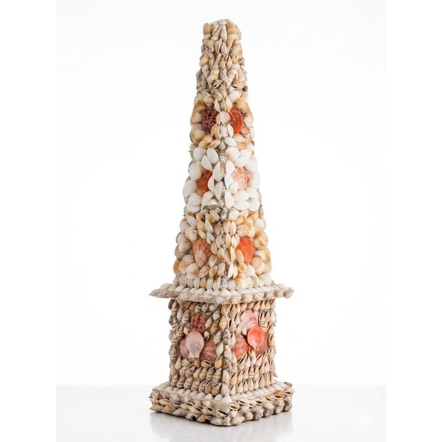 Boho Chic Monumental Shell Art Obelisk For Sale - Image 3 of 12