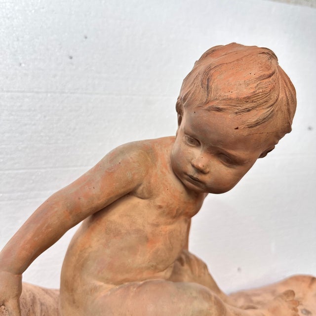 Brown Léon Dufrène, Nude, Putto on a Lion's Skin, 1900s, Terracotta For Sale - Image 8 of 18