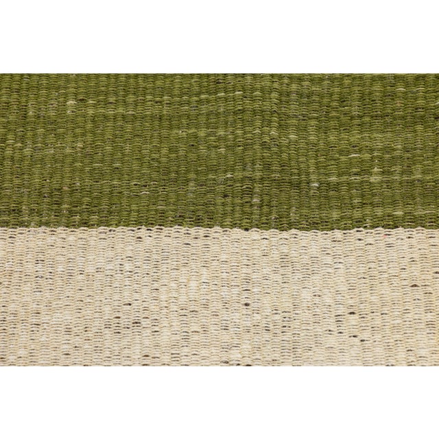 Modern Color-Blocked Kilim: Sage & Cream Flatweave Wool Area Rug 8x12 For Sale - Image 9 of 11
