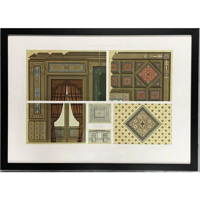 M.Cesar Daly, L'Architecture Privée au Dixneuviéme Siecle, 1871, Engravings, Framed, Set of 2 For Sale - Image 3 of 4