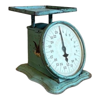 1910s Slanting Dial Kitchen Scale Seafoam Green - American Cutlery Co For Sale