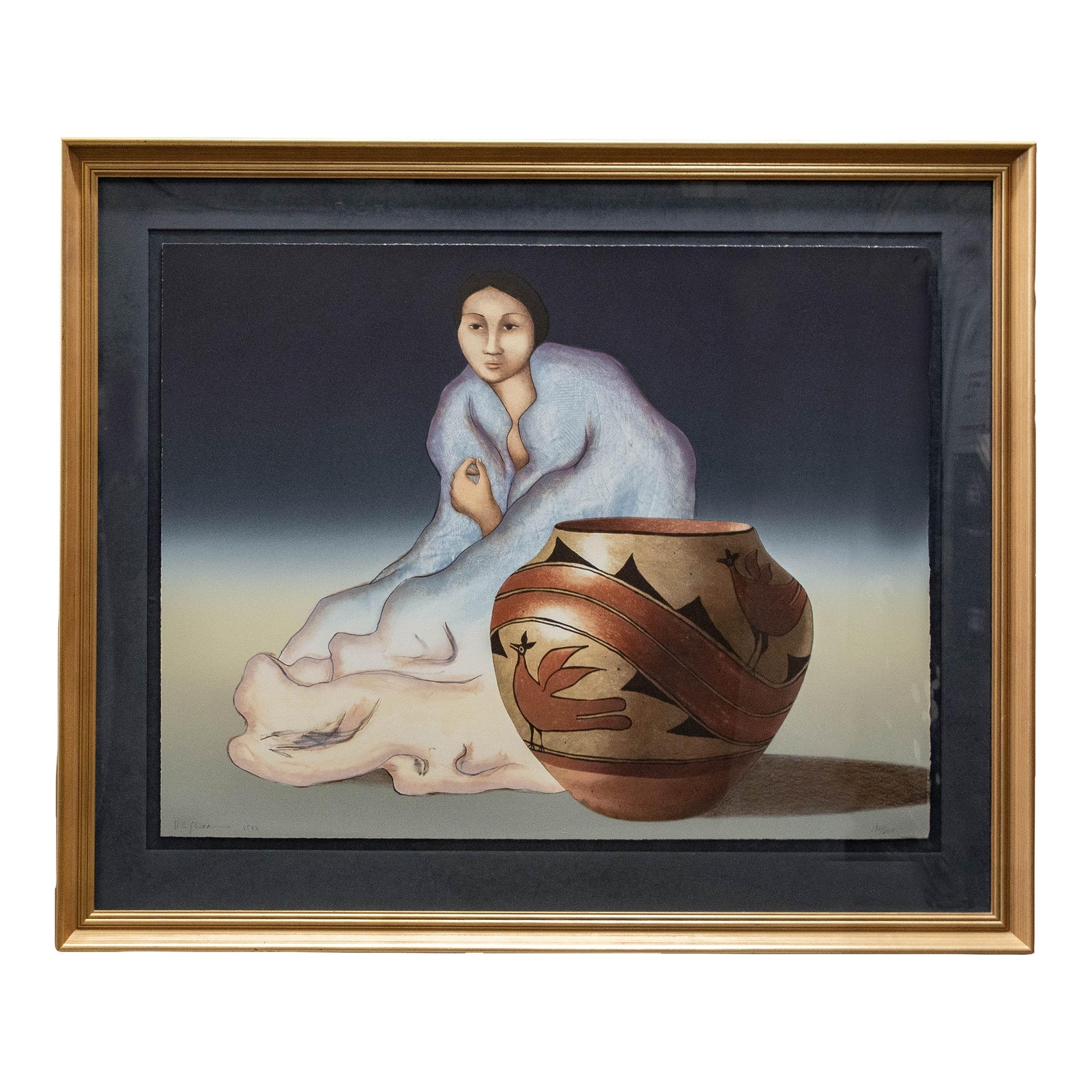 Vintage Large RC Gorman Signed & Numbered Lithograph "Rainbow Jar