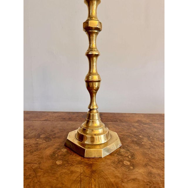 Large Antique Victorian Brass Candlesticks, 1880, Set of 2 For Sale - Image 6 of 8