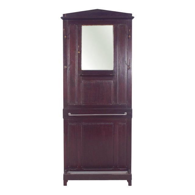 Brown Vintage Coat Rack with Mirror in Wood, 1920s For Sale - Image 8 of 8