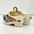 Henriot Quimper Vintage French Hb Majolica Pottery Red Green Cream Clogs Salt & Pepper Holder For Sale - Image 4 of 13