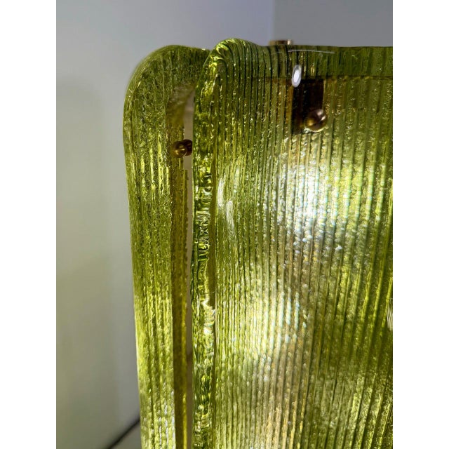 Murano Glass Table Lamps in Ribbed Green Glass and Brass, 2000s, Set of 2 For Sale - Image 12 of 18