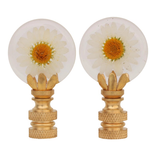 Daisy Lamp Finials - a Pair For Sale