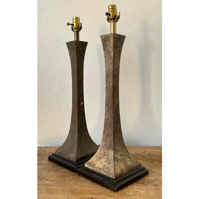 These striking vintage table lamps, designed by the esteemed Stewart Ross James, represent a masterful fusion of mid-...